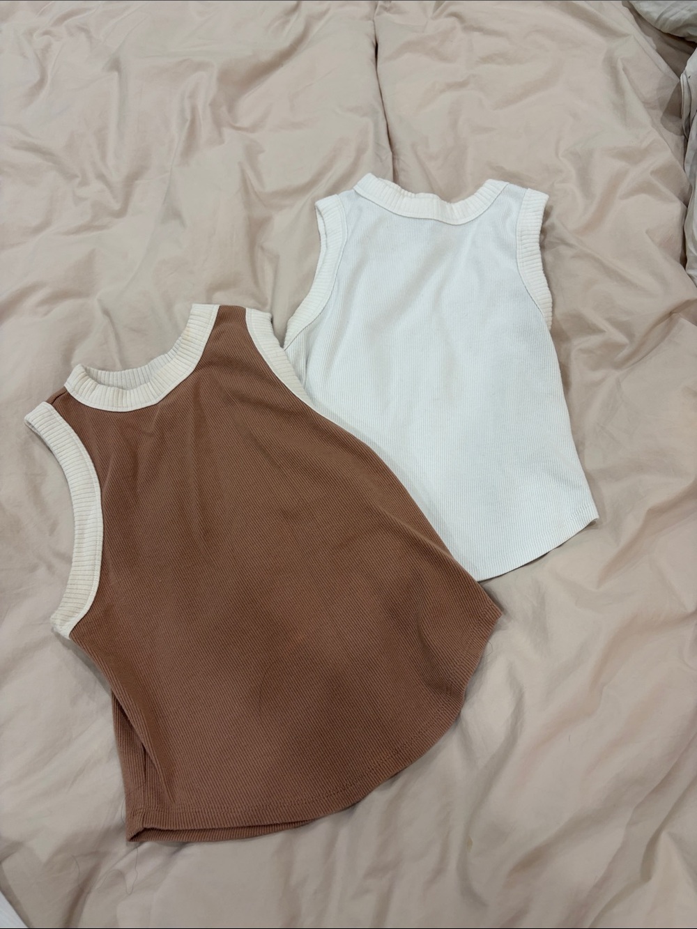 wild fable Ribbed Tank Top Duo in White & Brown